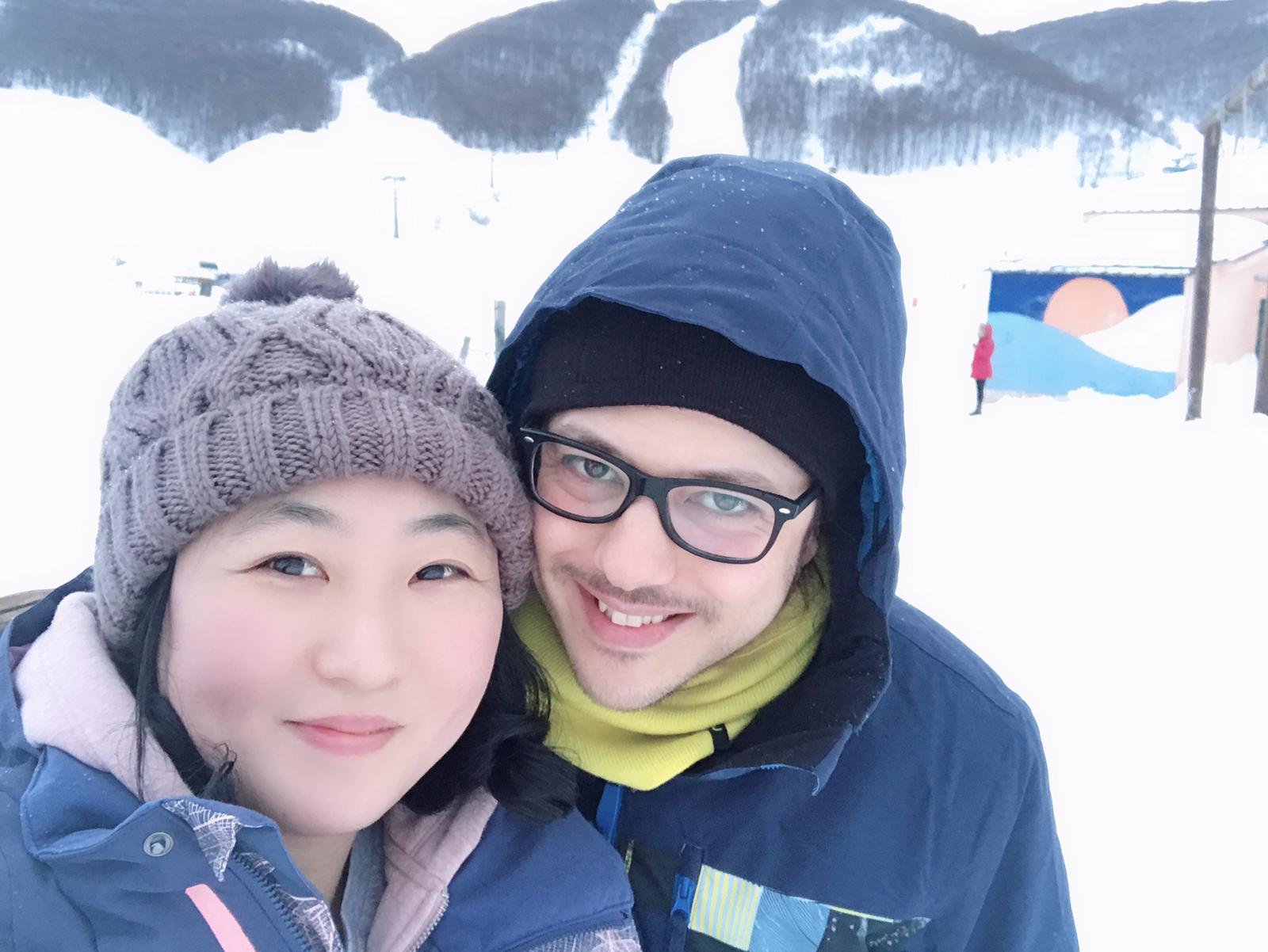 Jihyun and Danilo on the snow